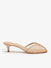 Reformation Wisdom Peep Toe Mule - Sand Mesh
