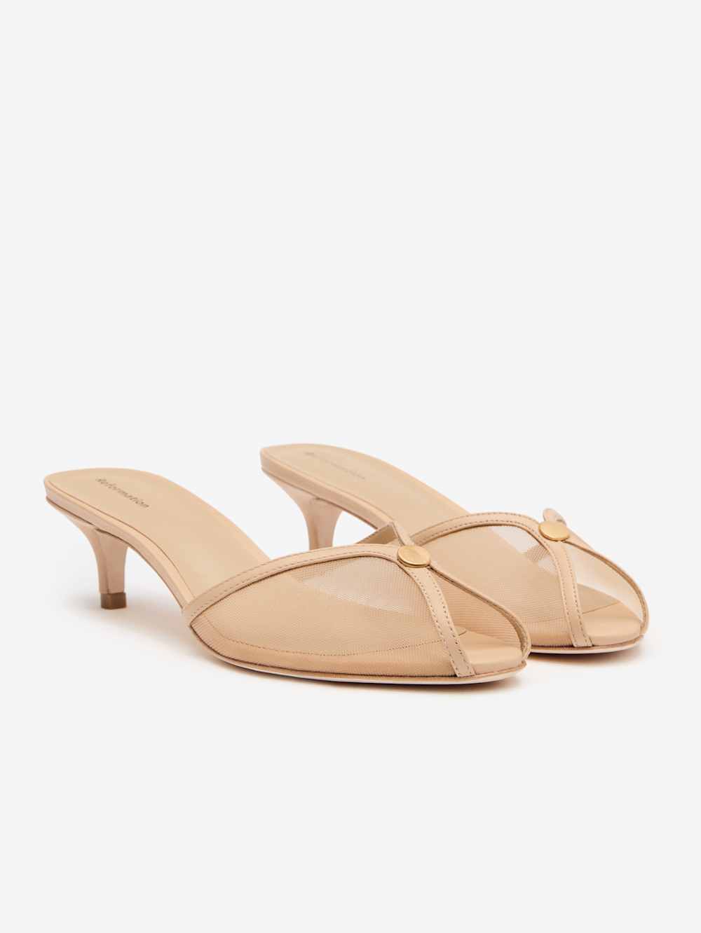 Reformation Wisdom Peep Toe Mule - Sand Mesh