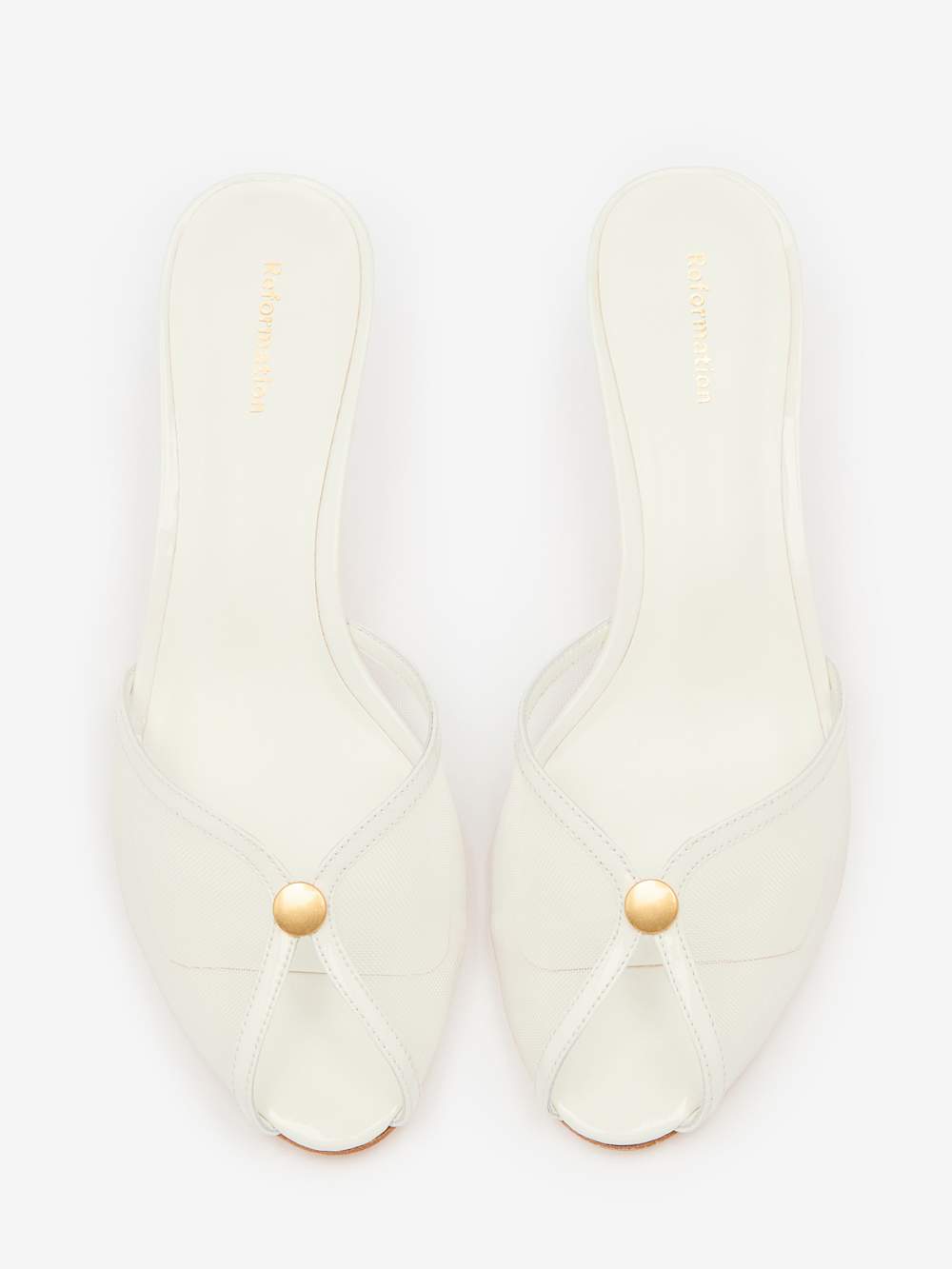 Reformation Wisdom Peep Toe Mule - White Mesh