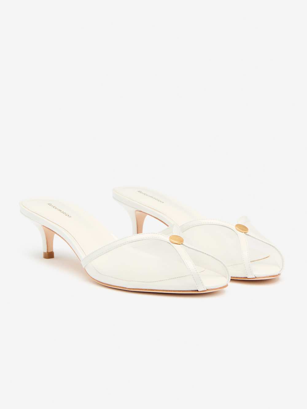 Reformation Wisdom Peep Toe Mule - White Mesh