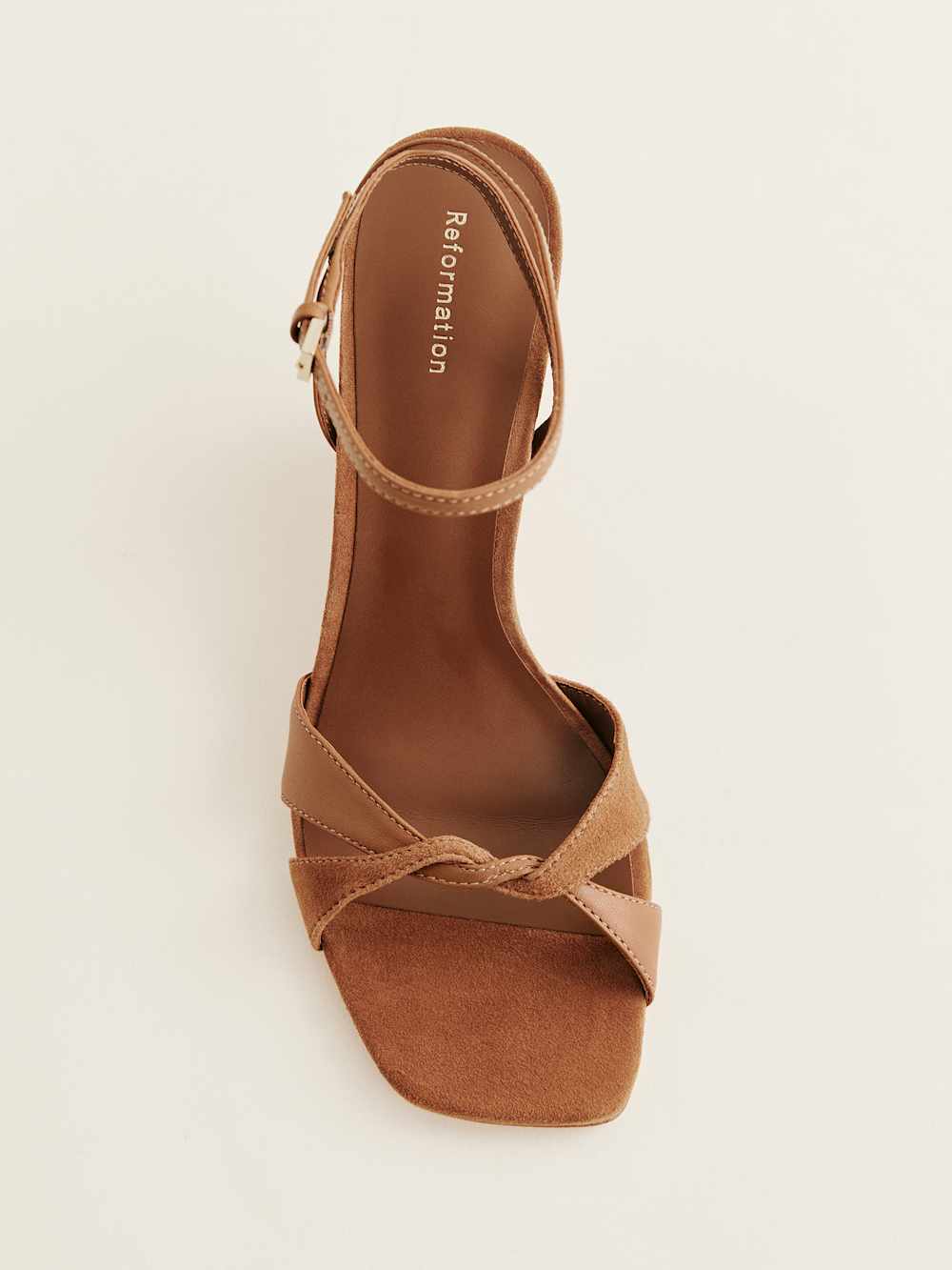 Reformation Margo Wedge Sandal - Rum Suede Leather