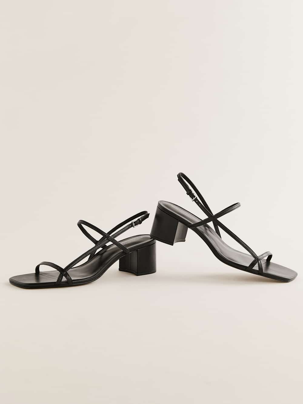 Reformation Serenity Block Heeled Sandal - Black Leather