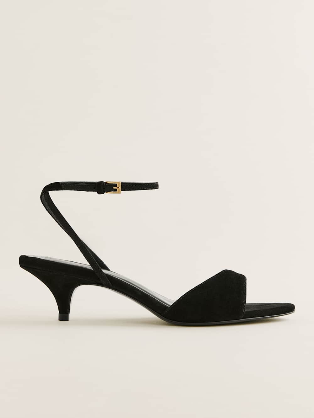 Reformation Drew Kitten Heeled Sandal - Black Suede