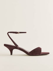 Reformation Drew Kitten Heeled Sandal - Espresso Suede