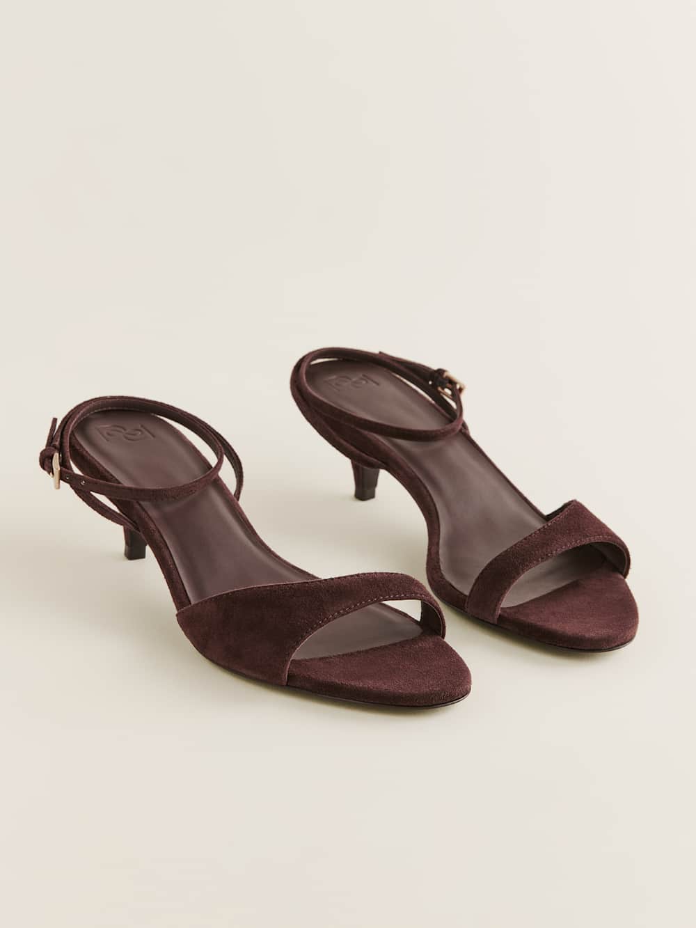 Reformation Drew Kitten Heeled Sandal - Espresso Suede