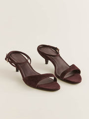Reformation Drew Kitten Heeled Sandal - Espresso Suede