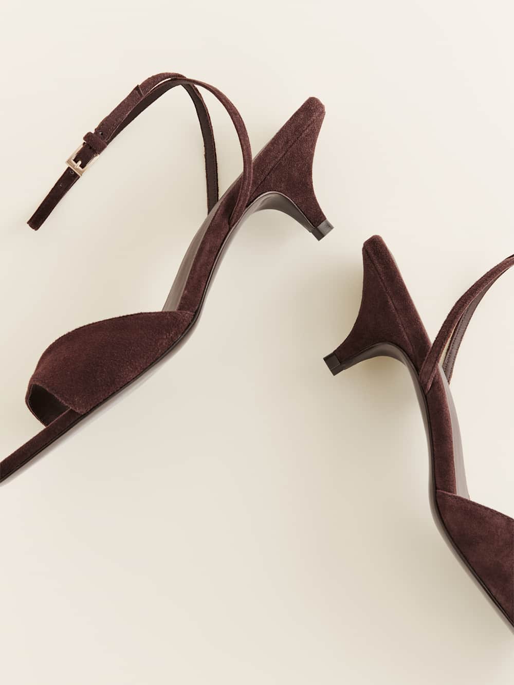 Reformation Drew Kitten Heeled Sandal - Espresso Suede