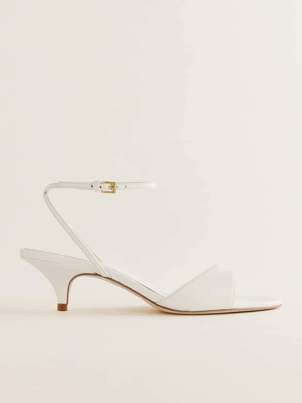Reformation Drew Kitten Heeled Sandal - White Leather
