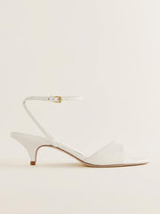 Reformation Drew Kitten Heeled Sandal - White Leather