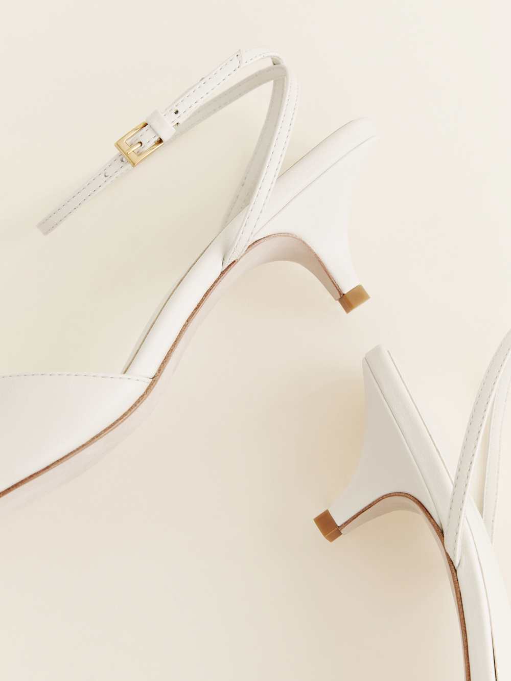 Reformation Drew Kitten Heeled Sandal - White Leather