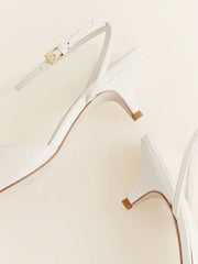 Reformation Drew Kitten Heeled Sandal - White Leather