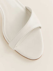 Reformation Drew Kitten Heeled Sandal - White Leather