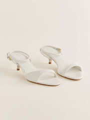 Reformation Drew Kitten Heeled Sandal - White Leather