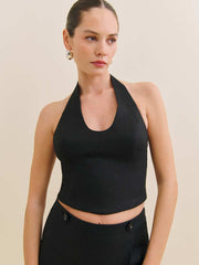 Reformation Sasha Linen Top - Black