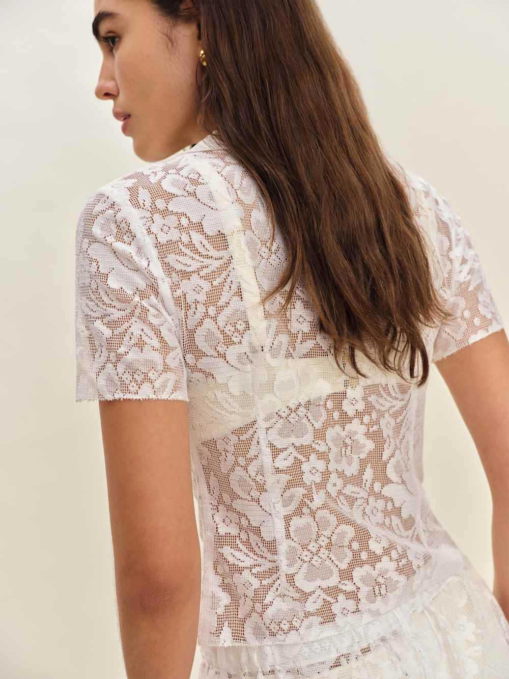 Reformation Elinda Top - White Lace