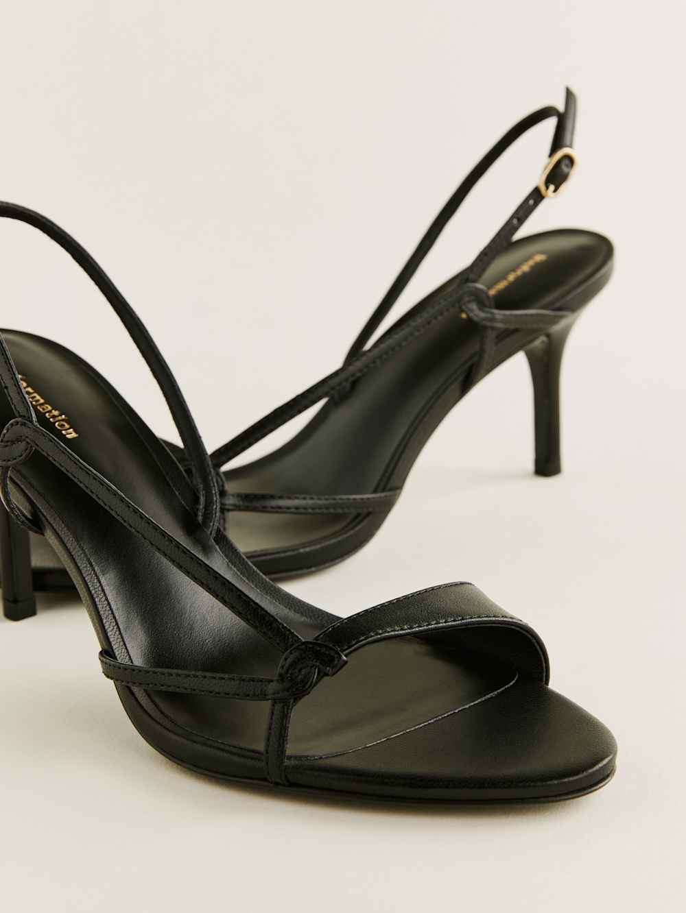 Reformation Nino Slingback Heeled Sandal - Black Leather