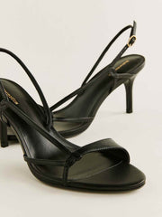 Reformation Nino Slingback Heeled Sandal - Black Leather
