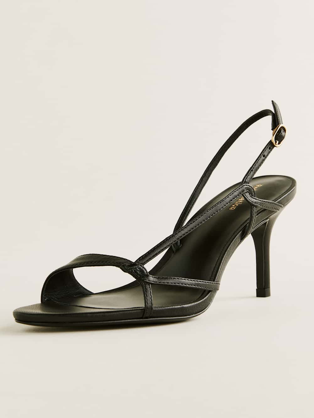 Reformation Nino Slingback Heeled Sandal - Black Leather
