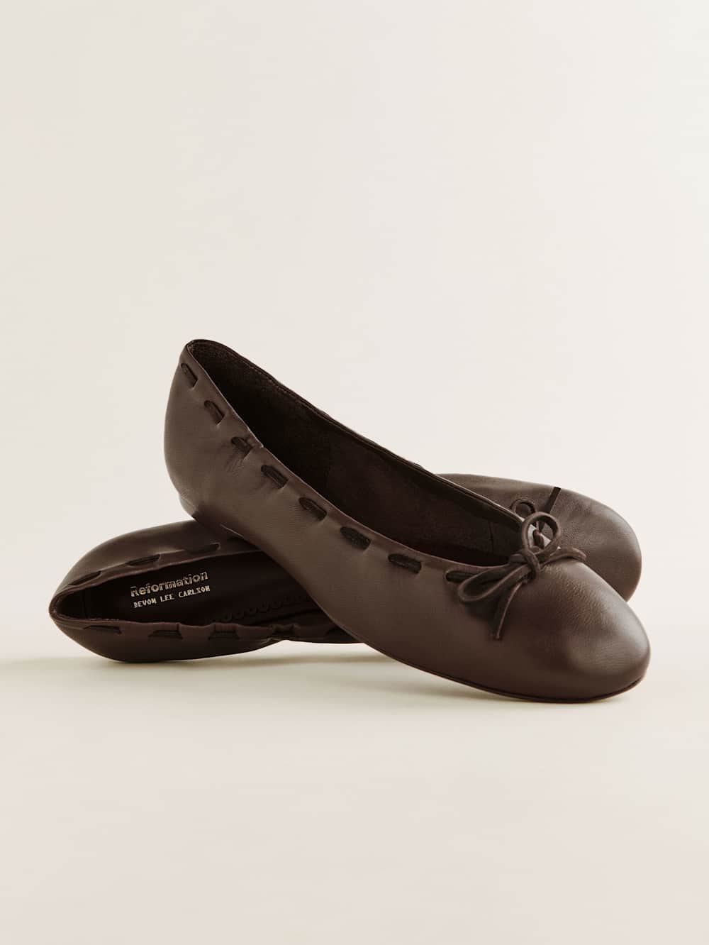 Reformation Suzanne Ballet Flat - Chestnut Leather