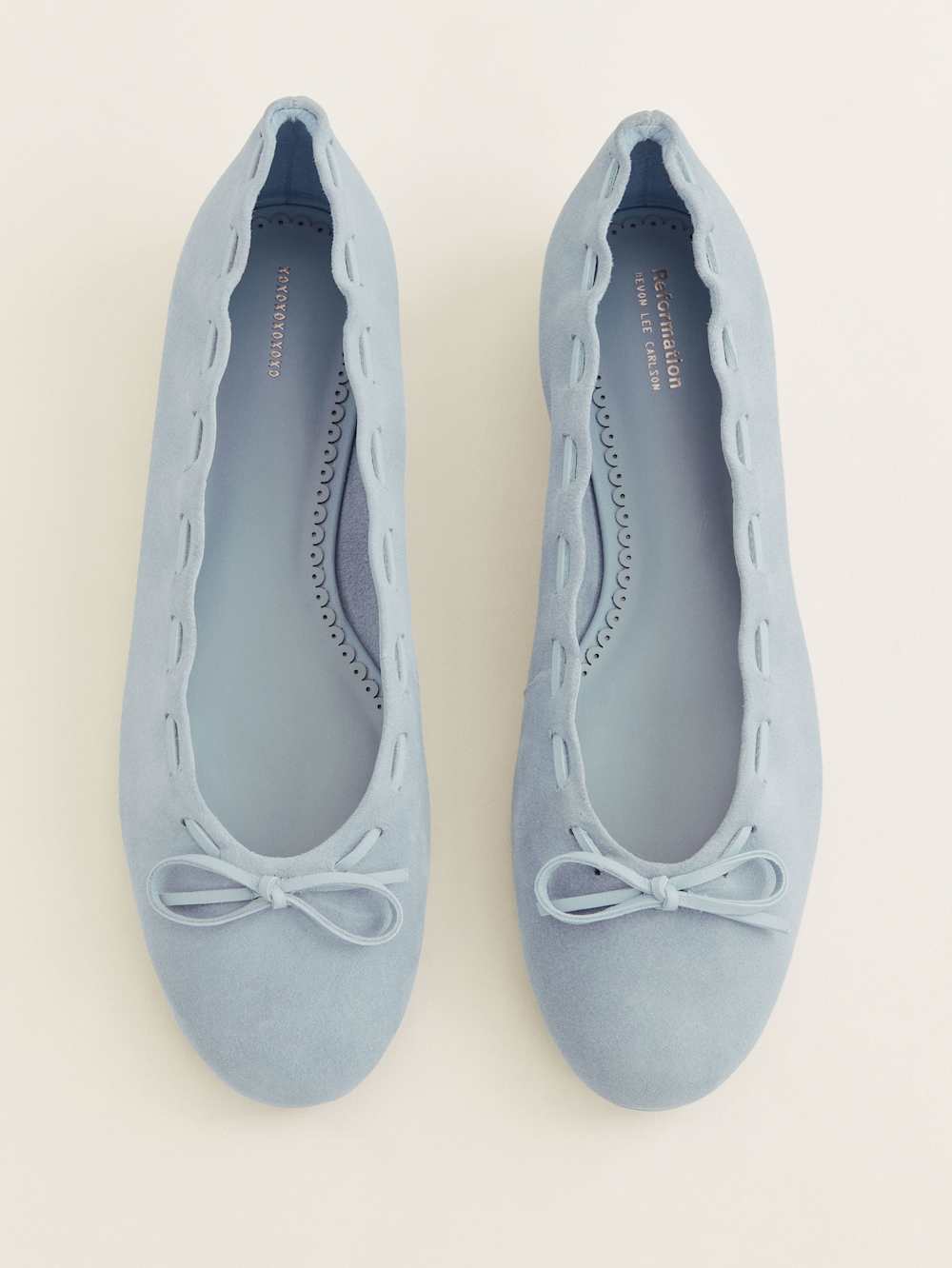Reformation Suzanne Ballet Flat - Mist Suede