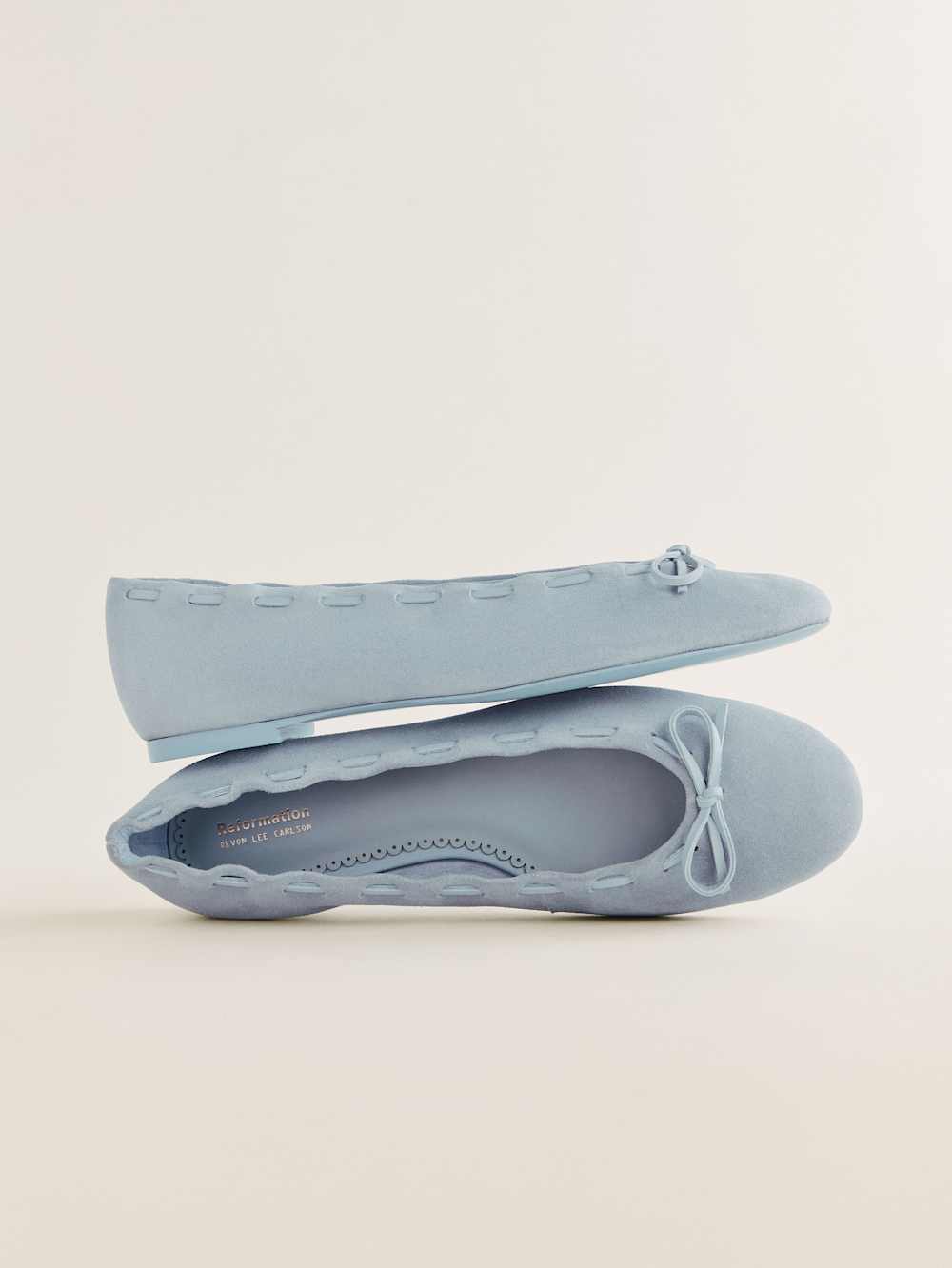 Reformation Suzanne Ballet Flat - Mist Suede