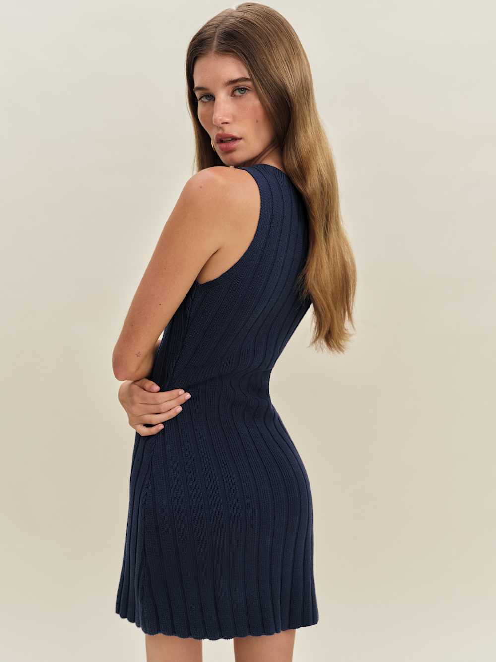 Reformation Christa Cotton Sweater Dress - Navy