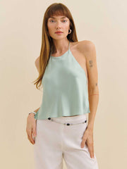 Reformation Jeany Silk Top - Sea Glass