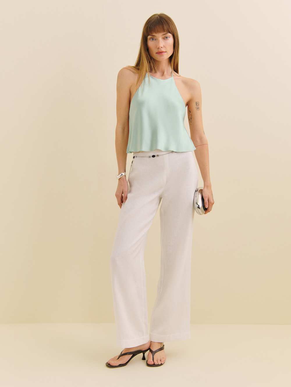 Reformation Jeany Silk Top - Sea Glass