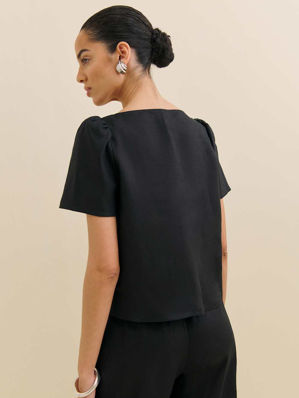 Reformation Mayla Linen Top - Black