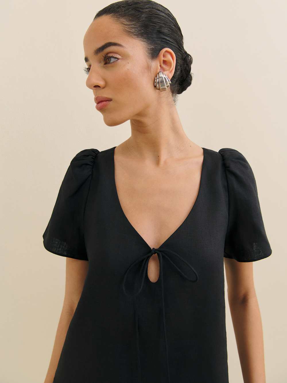 Reformation Mayla Linen Top - Black