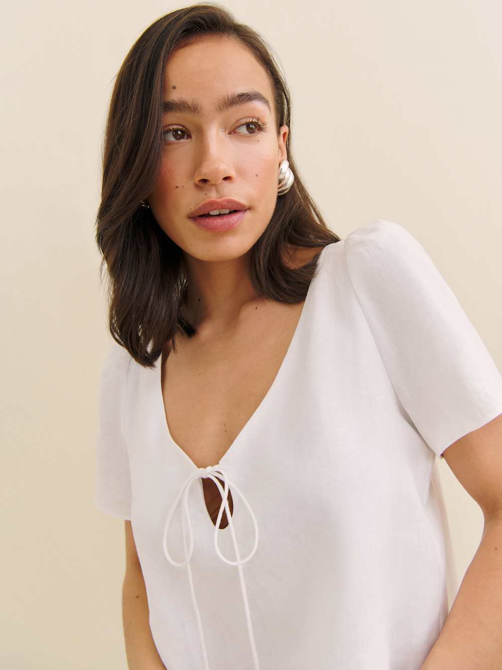 Reformation Mayla Linen Top - White