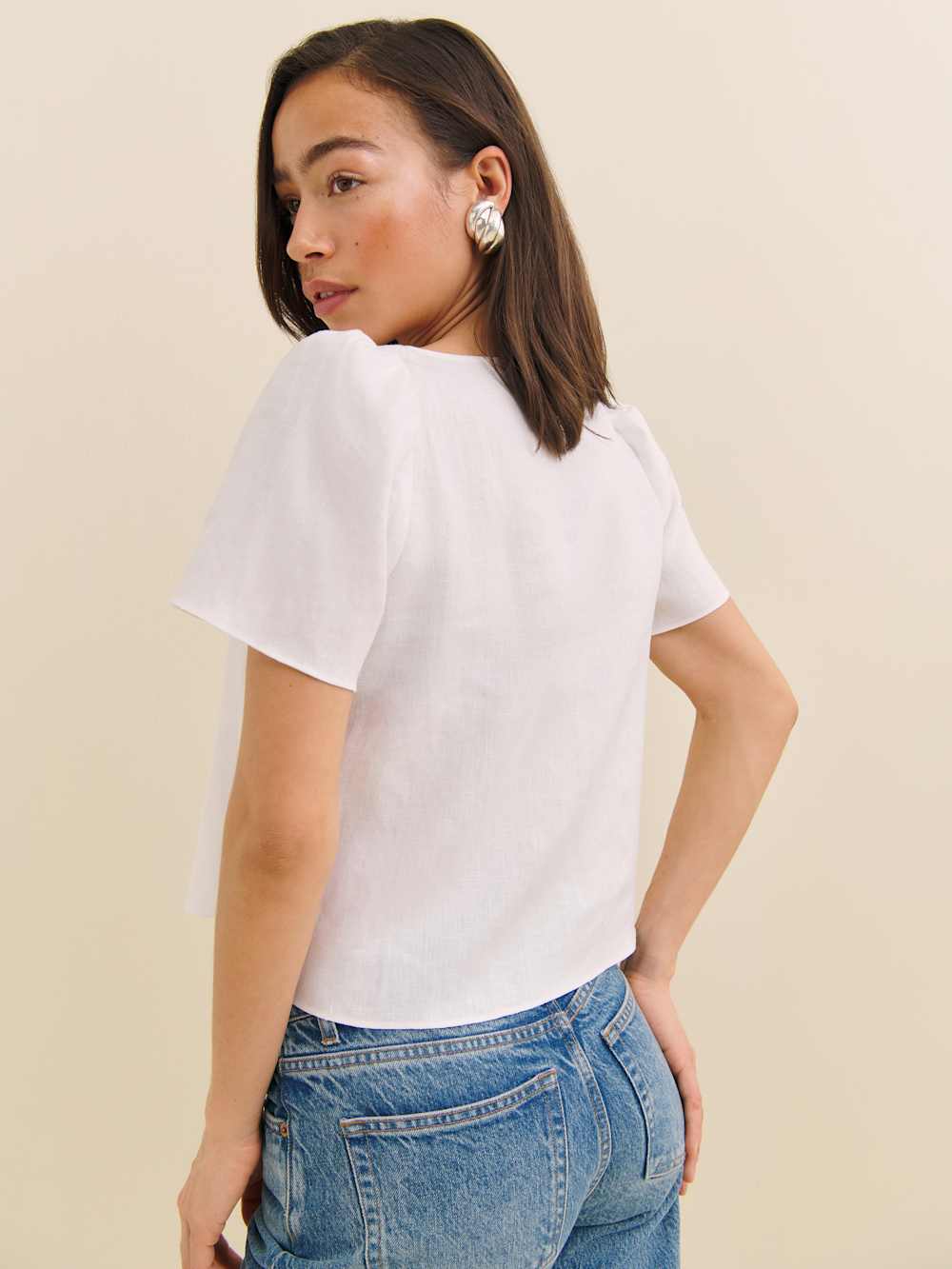 Reformation Mayla Linen Top - White