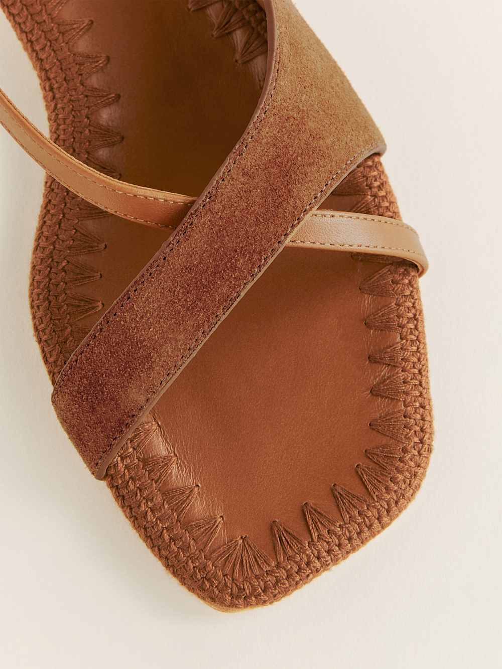 Reformation Marion Flat Sandal - Rum Suede Leather