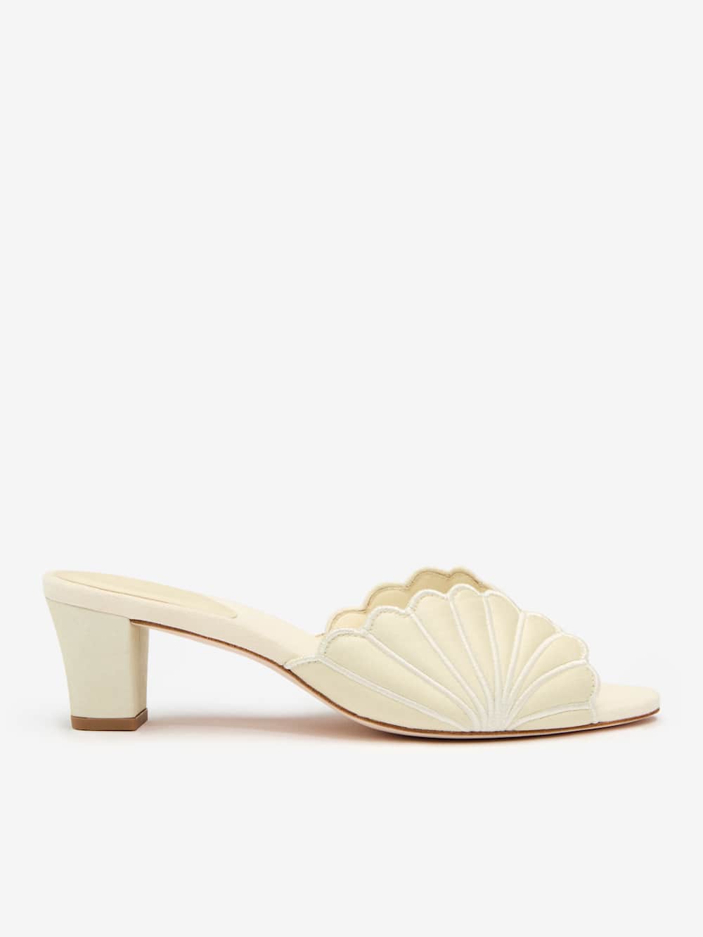 Reformation Waldena Block Heeled Mule - Cream Puff Taffeta