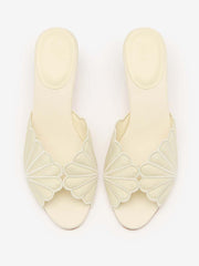 Reformation Waldena Block Heeled Mule - Cream Puff Taffeta