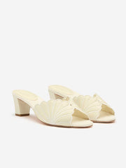 Reformation Waldena Block Heeled Mule - Cream Puff Taffeta