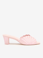 Reformation Waldena Block Heeled Mule - Rosewater Satin
