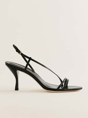 Reformation Petunia Heeled Sandal - Black Leather