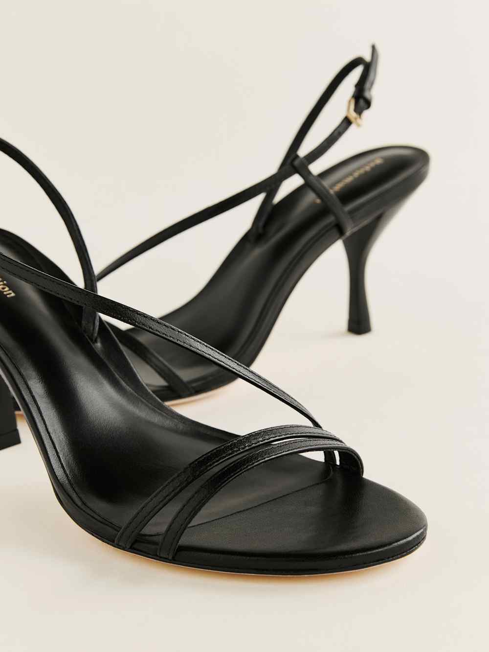Reformation Petunia Heeled Sandal - Black Leather