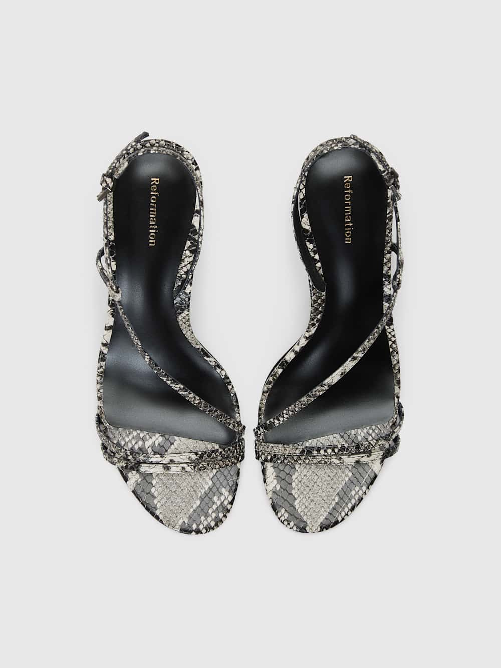 Reformation Petunia Heeled Sandal - Roccia Snake