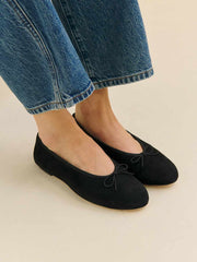 Reformation Tina Ballet Flat - Black Suede