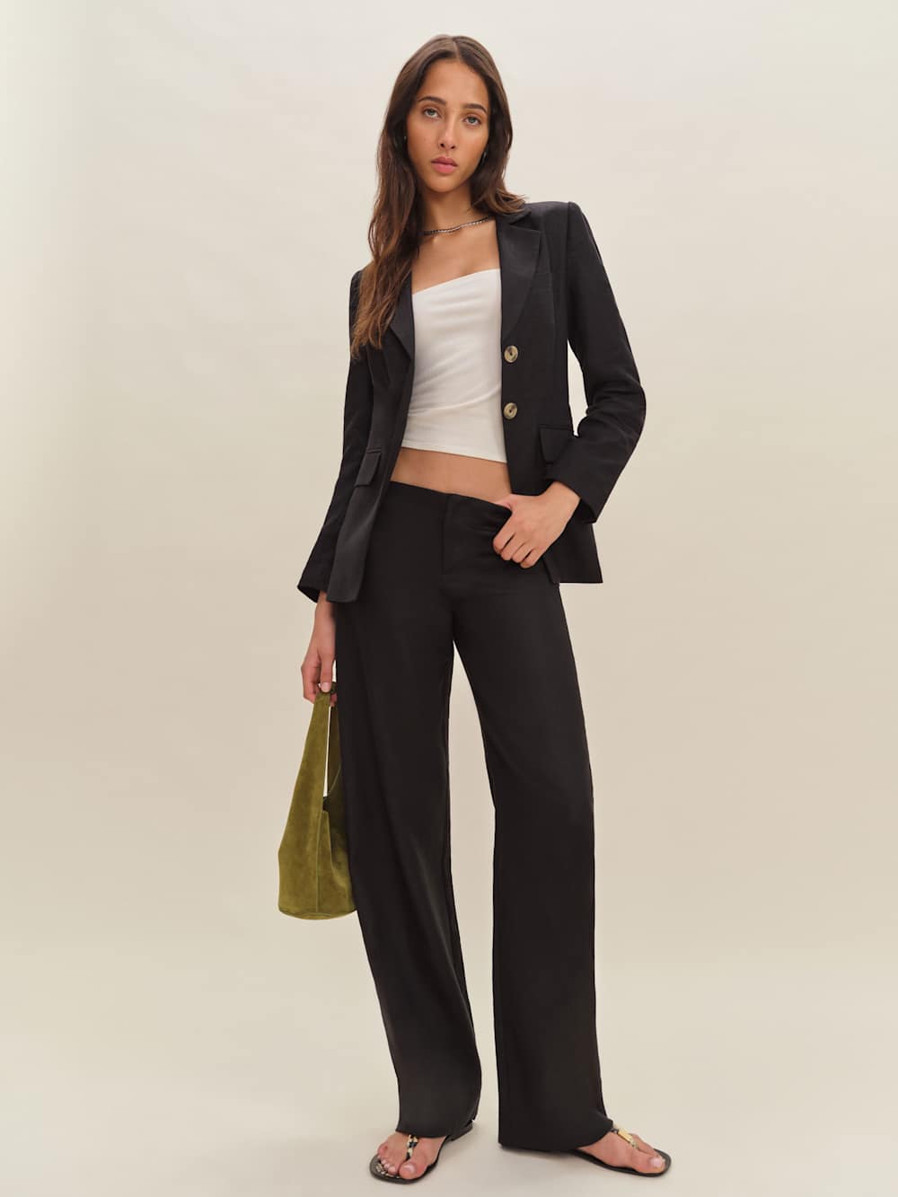 Reformation Bondi Linen Blazer - Black