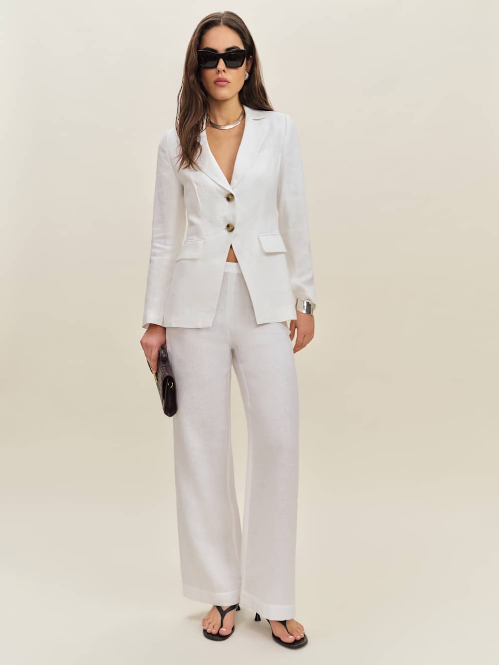 Reformation Bondi Linen Blazer - White