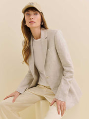 Reformation James Linen Blazer - Oatmeal