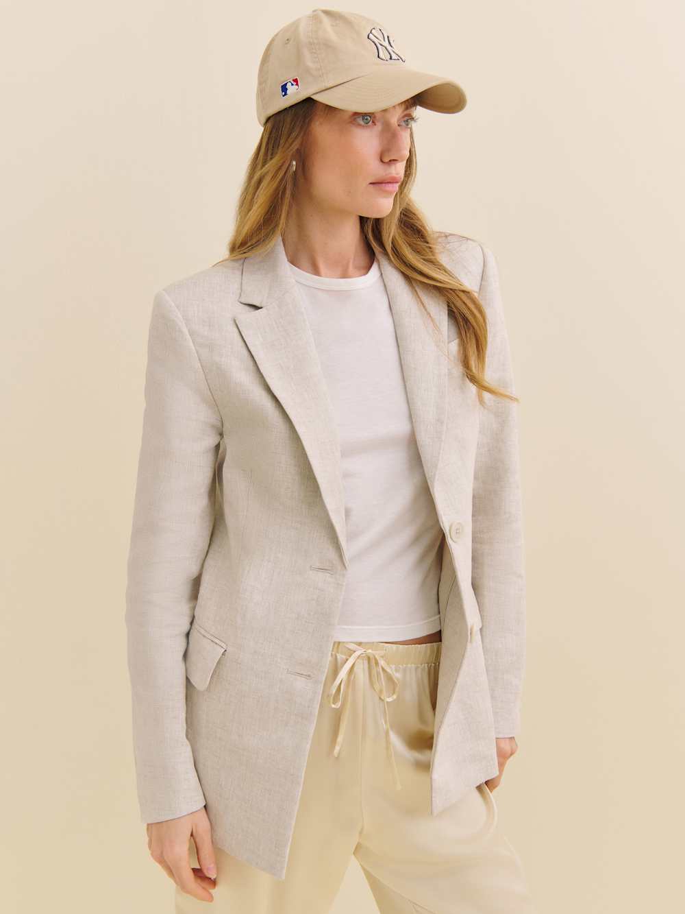 Reformation James Linen Blazer - Oatmeal
