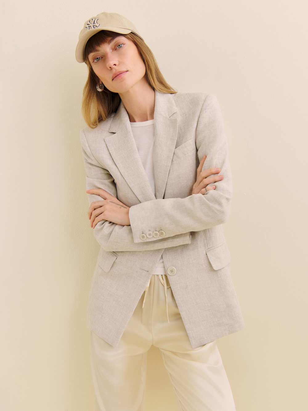 Reformation James Linen Blazer - Oatmeal