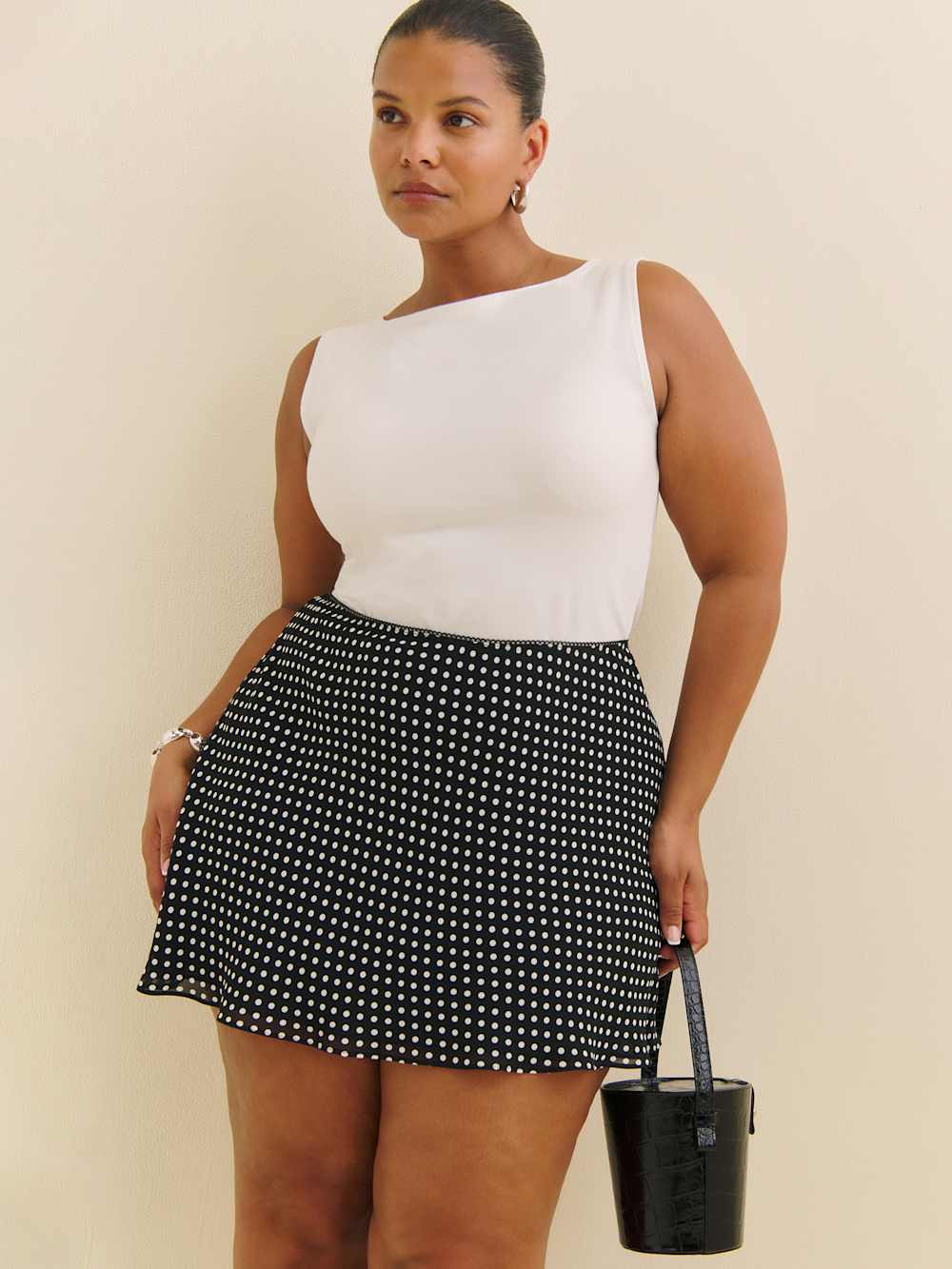 Reformation Brandy Skirt Es - Caviar Dot