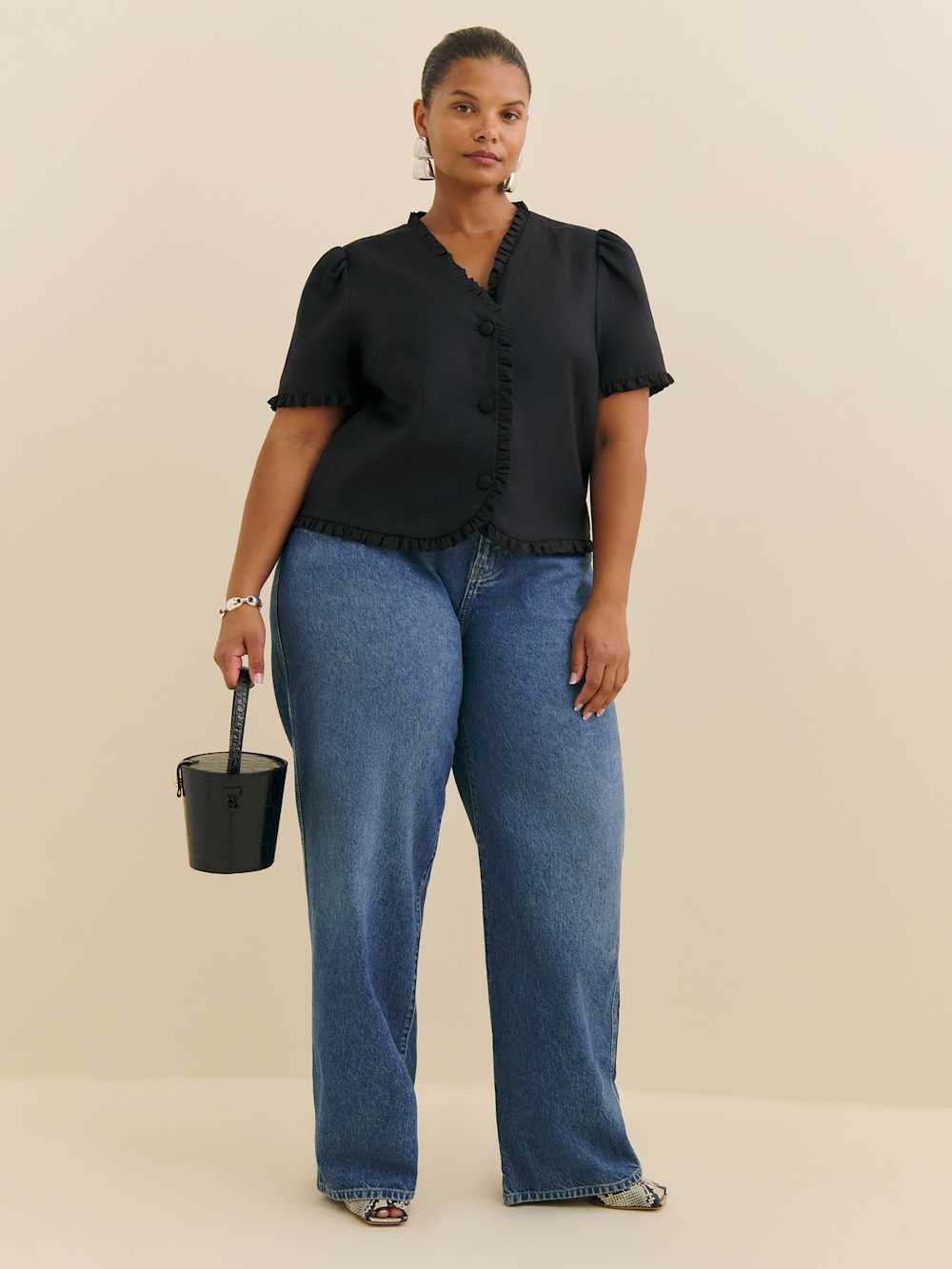 Reformation Bess Linen Top Es - Black