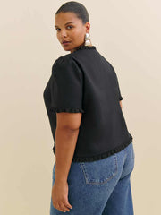 Reformation Bess Linen Top Es - Black
