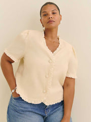 Reformation Bess Linen Top Es - Sugar